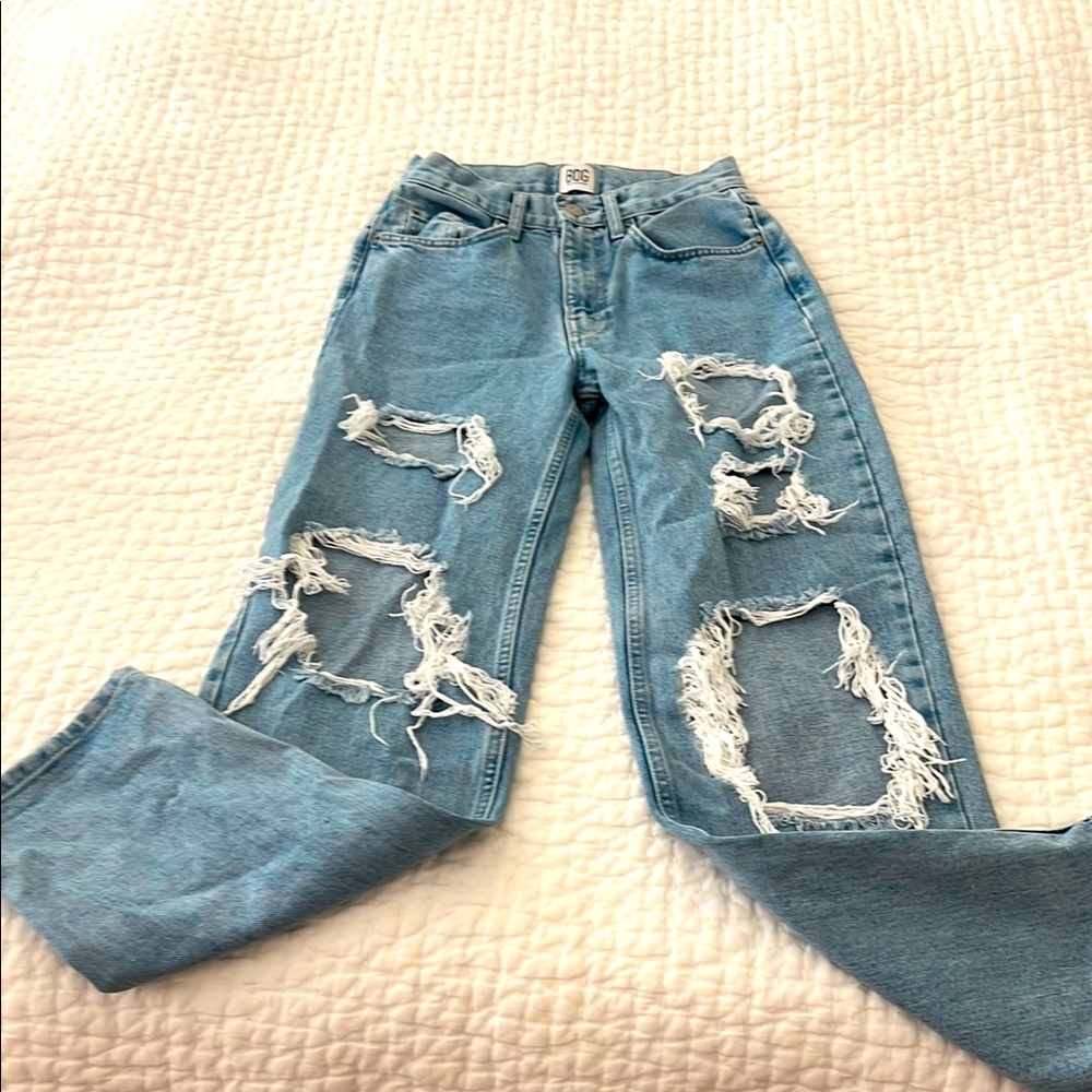 BDG Light Blue Distressed high rise baggy Jeans